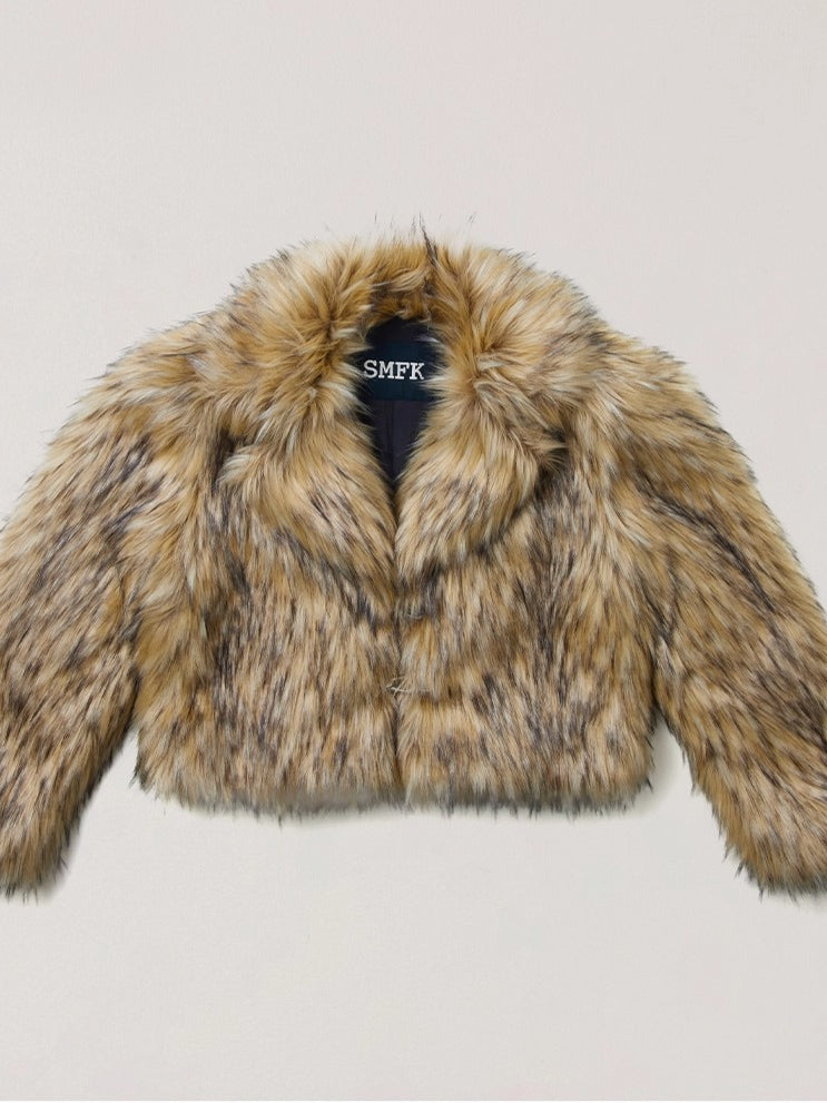Cross Relic Wilderness Hunter Cropped Faux Fur Jacket
