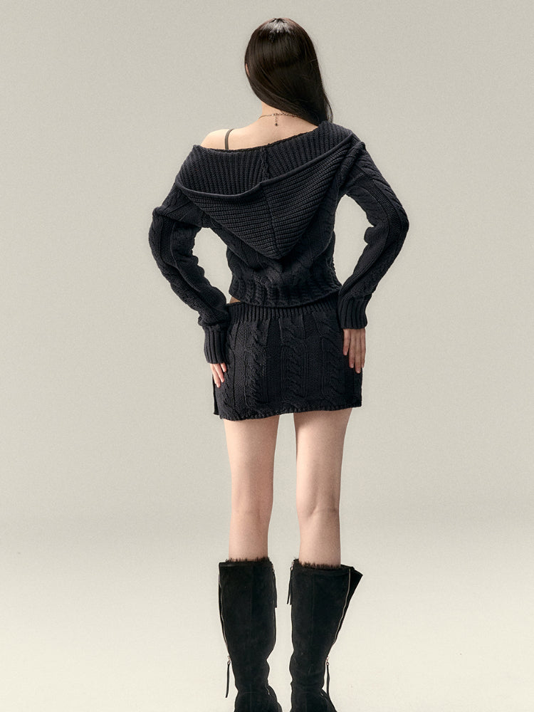 Cable-Knit Cardigan Sweater - CHINASQUAD