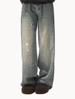 Washed Cotton Straight-Leg Jeans