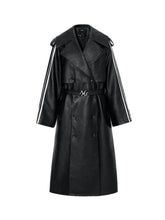 Textured Relaxed Fit Leather Trench Coat - CHINASQUAD