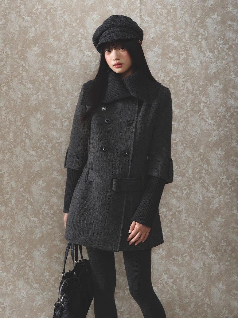 Grey Tailored Wool-Blend Long Dress