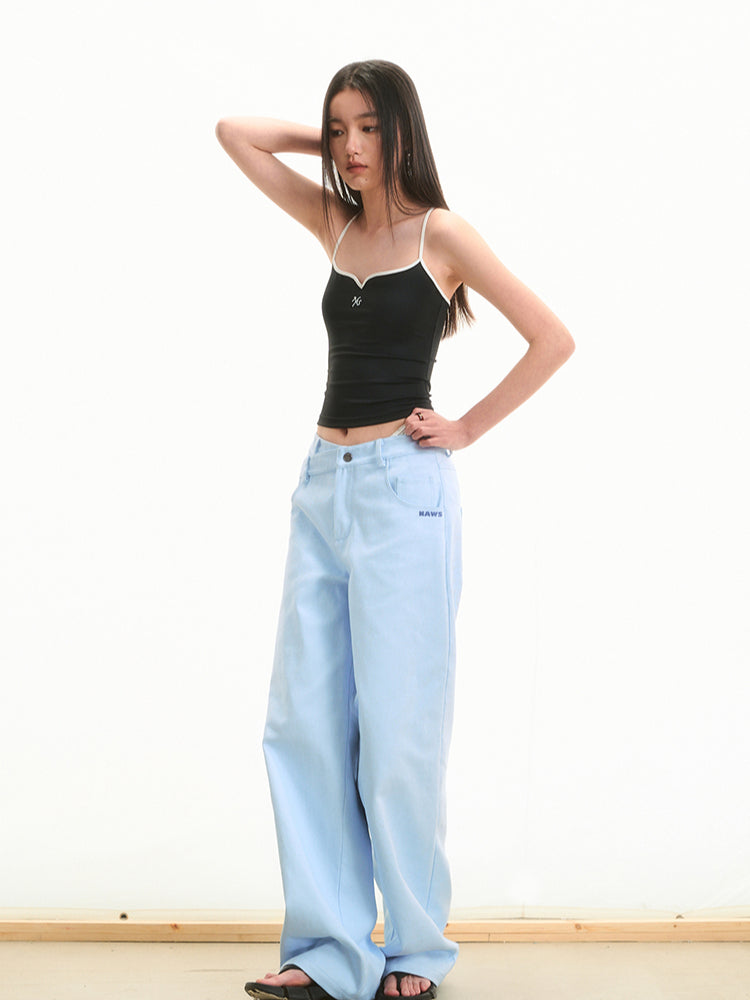 Pearl Rhinestone Color-block Strap Top - CHINASQUAD