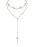 Double-Layered Pearl Fleur-de-Lis Y Necklace - CHINASQUAD