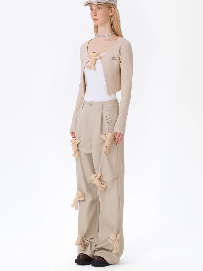 Multi-Doll Pleated Unisex Straight-Leg Pants