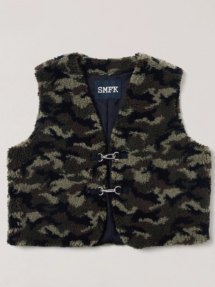 Cross Relic Oversized Faux Fur Vest