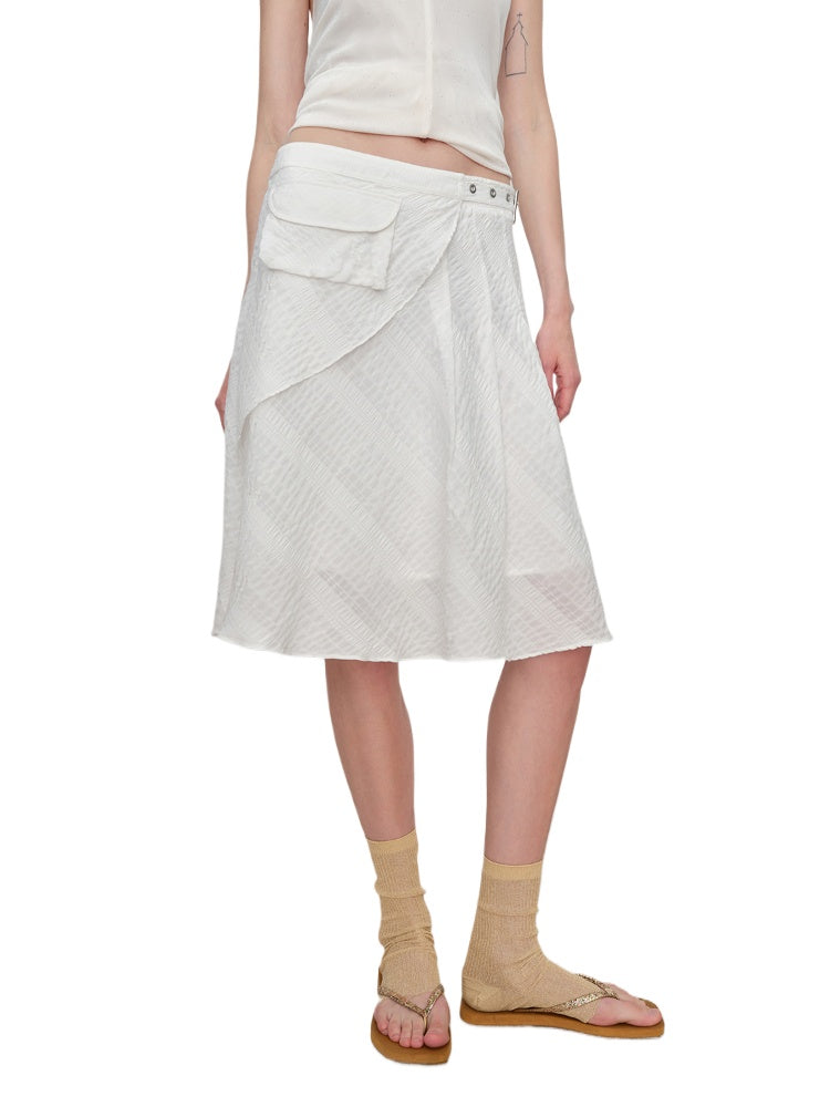Irregular Jacquard Plaid A-line Skirt - CHINASQUAD