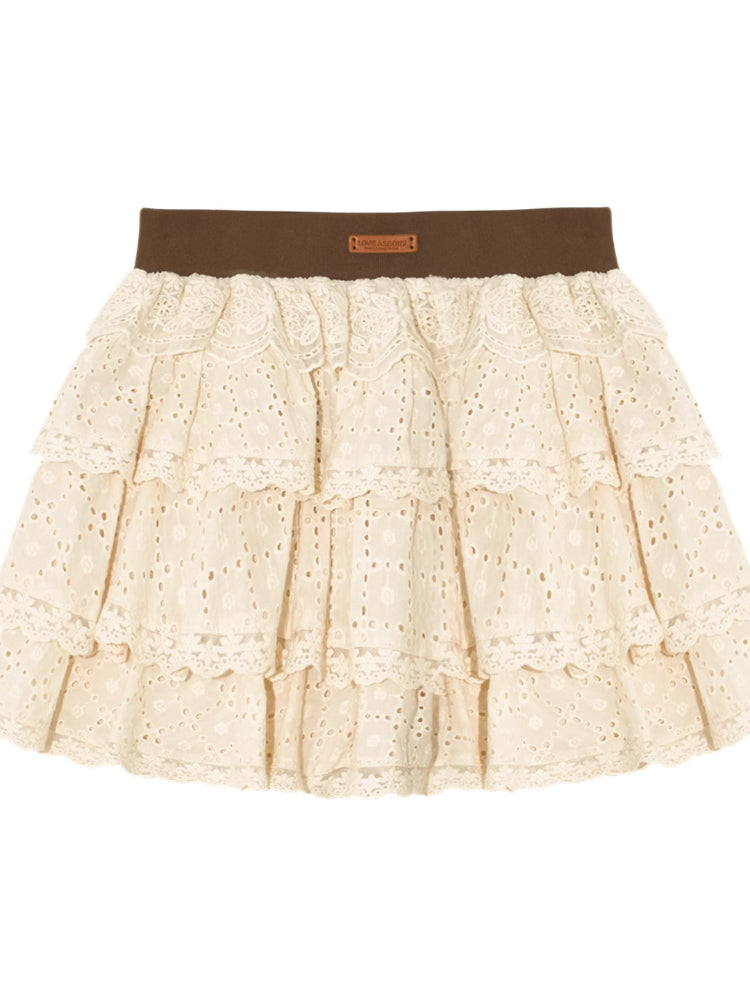 Multi-layer Ruffle Elastic Waist Tiered Skirt - CHINASQUAD