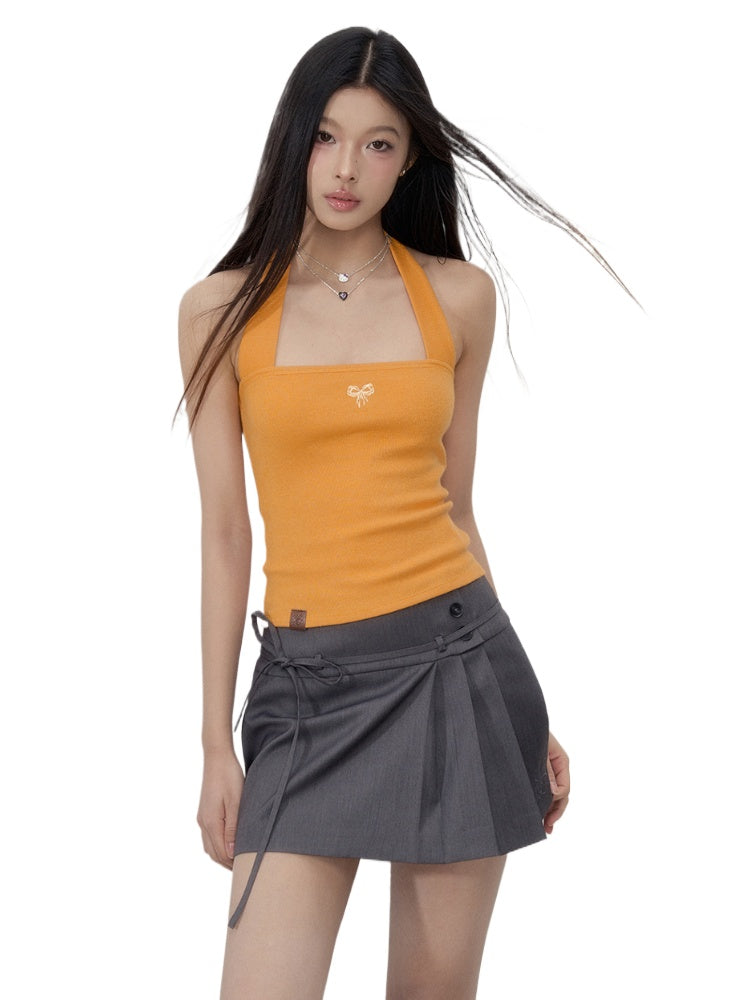 Embroidered Bow Shoulder Strap Slimming Camisole - CHINASQUAD