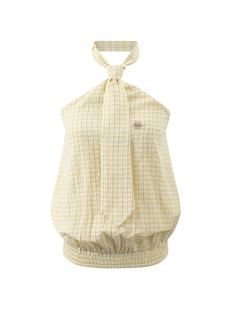 Yellow Plaid Halter Top