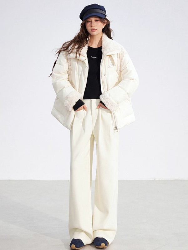 Two-Tone Layered Ribbed Knit Crewneck
