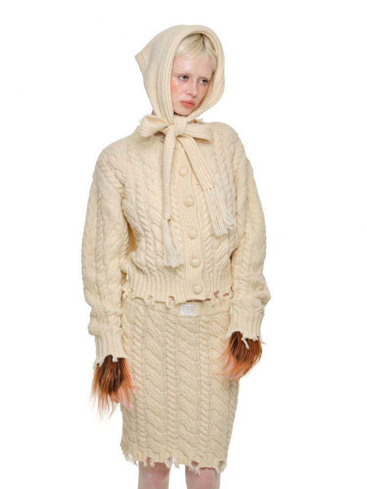 Cable Knit Cardigan & Skirt Set - CHINASQUAD