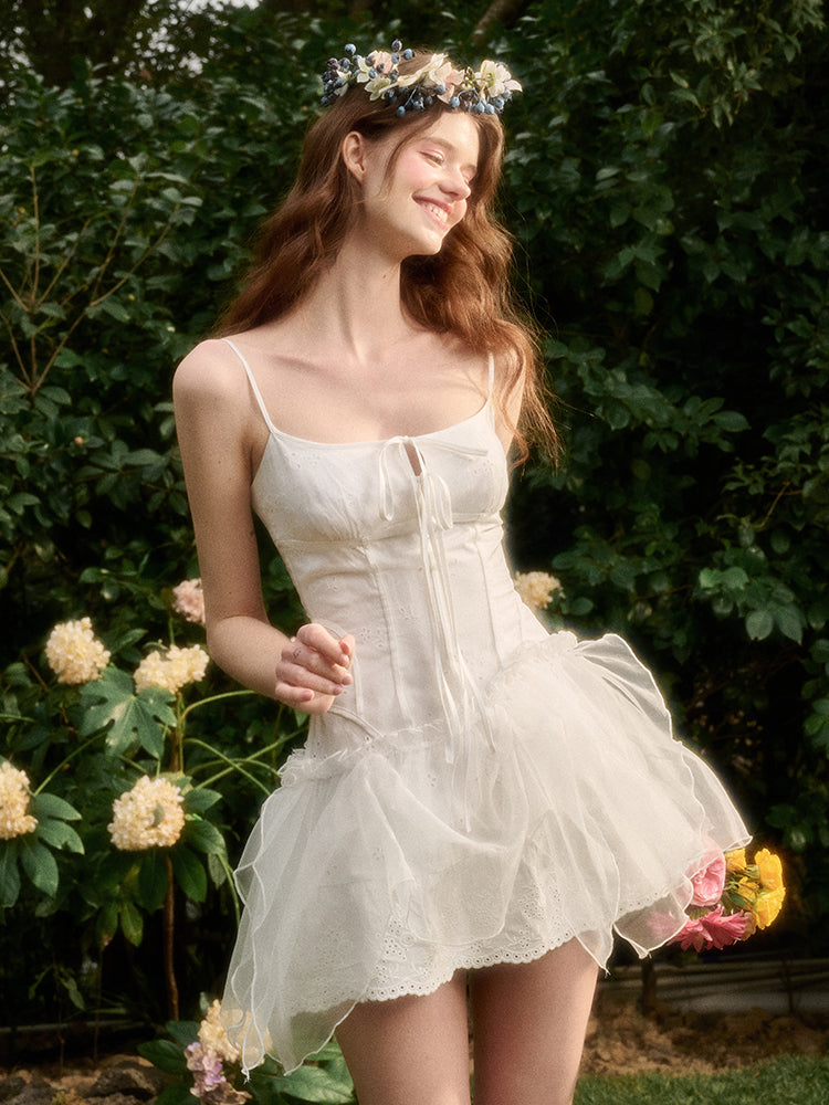 White Cloud Strap Dress - CHINASQUAD