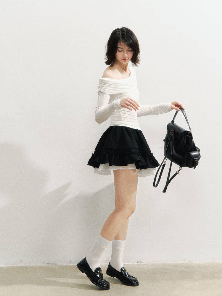 Black Retro Tiered Skirt