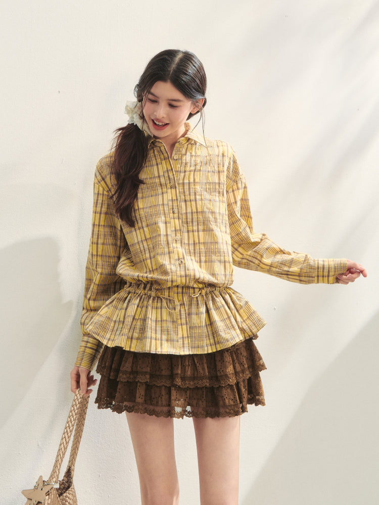 Multi-layer Ruffle Elastic Waist Tiered Skirt - CHINASQUAD