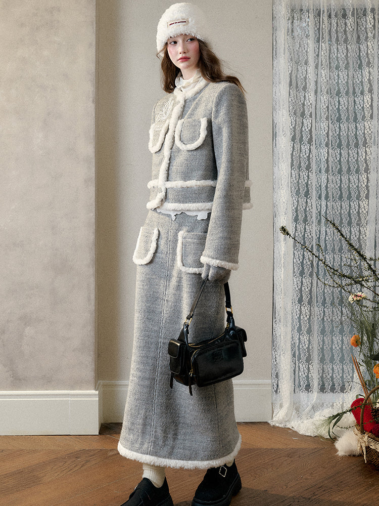 Galaxy Embroidered Wool Tweed Coat & Skirt Set - CHINASQUAD