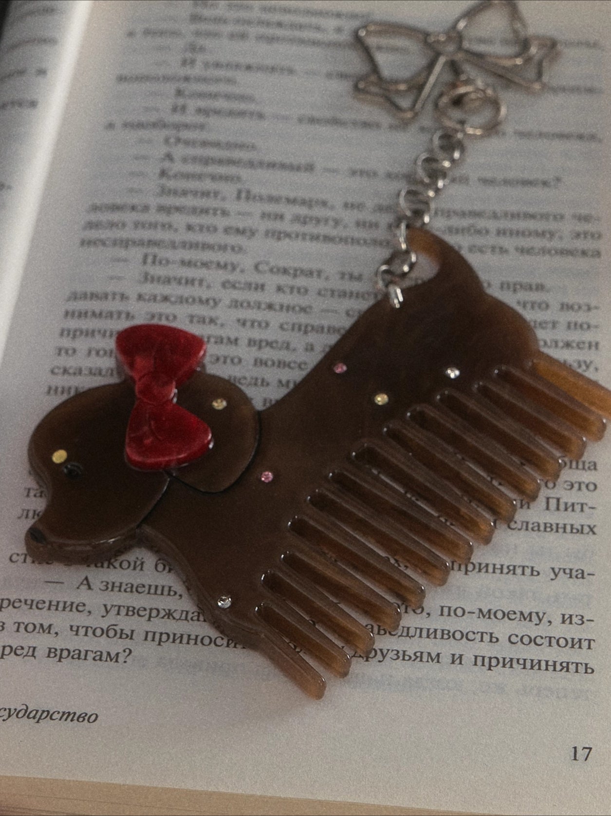 Vintage Bow Dachshund Rhinestone Comb