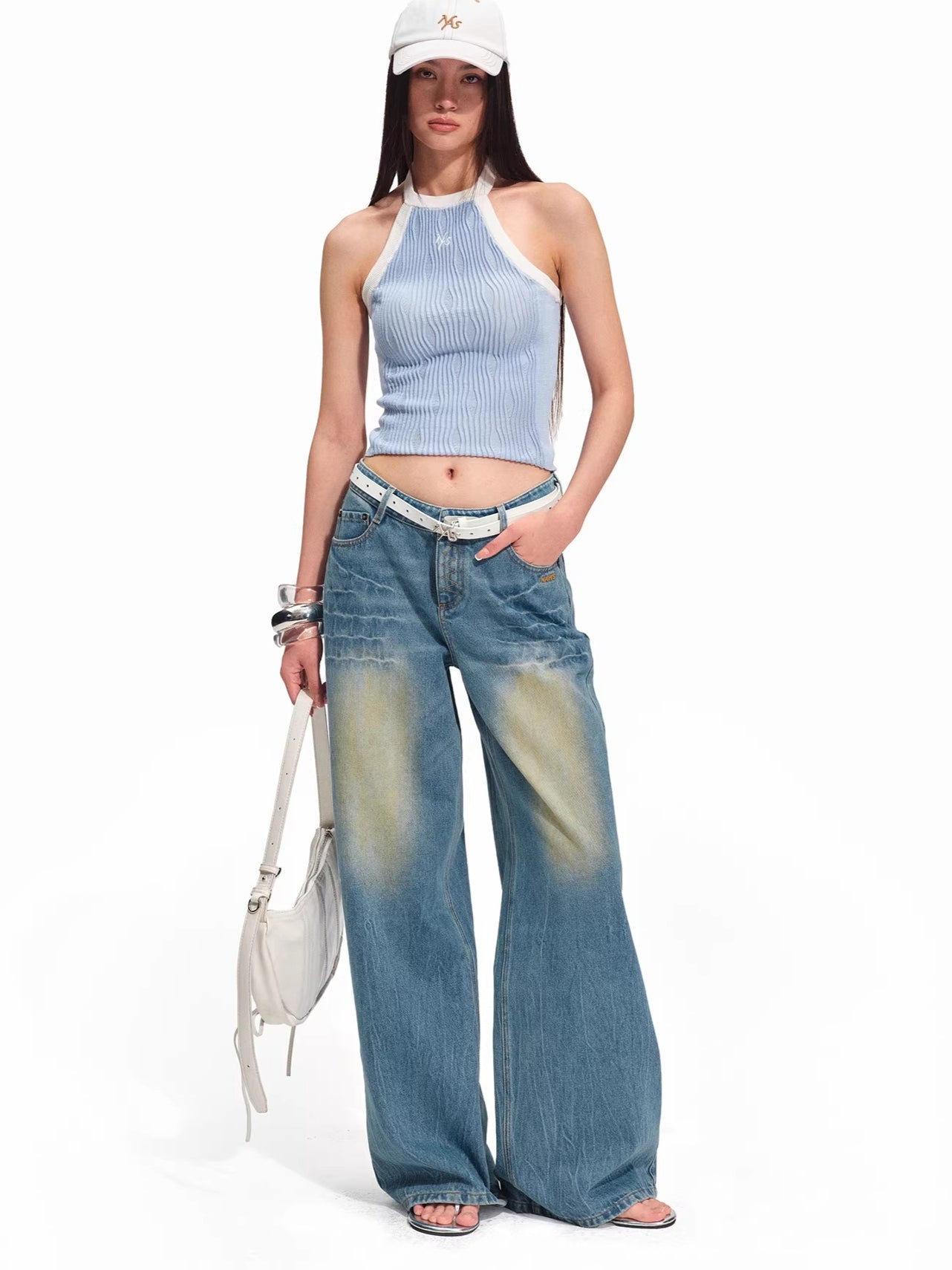 Mule Wide-Leg Denim Pants