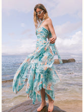 Evelyn Floral Ribbon Neckline Hollow-out Dress - CHINASQUAD