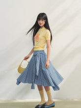 Blue Checkered Irregular Tie-Waist Skirt - CHINASQUAD