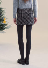 (Final Sale) Red Vintage Plaid Woolen Skirt - CHINASQUAD