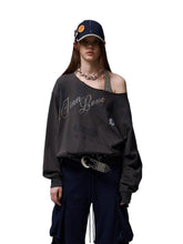 Off Shoulder Letter Print Sweatshirt - CHINASQUAD