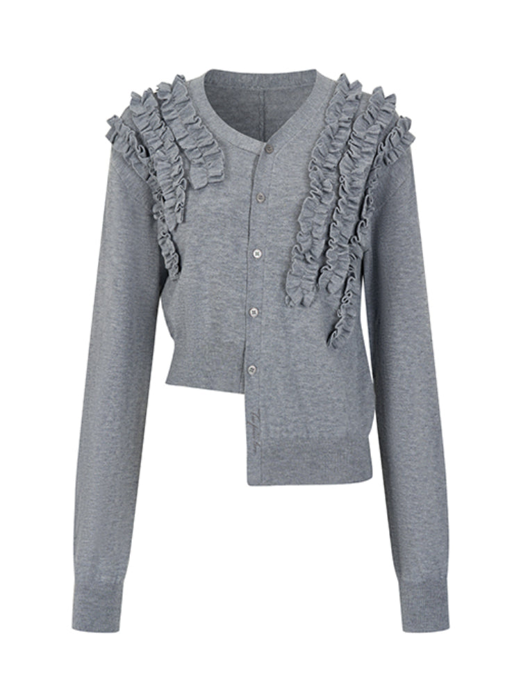 Irregular Ruffle Design Knit Top - CHINASQUAD