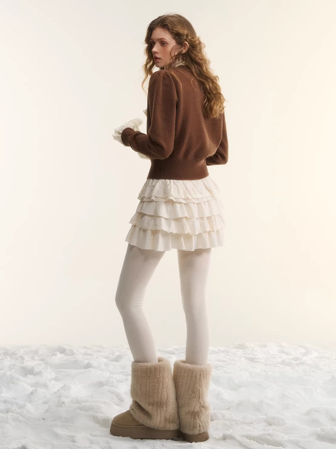 Tiered High-Waist A-Line Puff Skirt