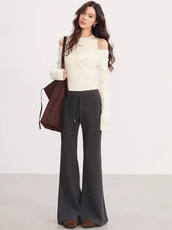 High-Waisted Fleece-Lined Micro-Flare Pants