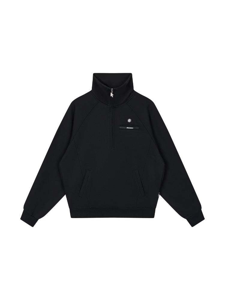Half-Zip Stand Collar Loose Fit Fleece Sweatshirt - CHINASQUAD