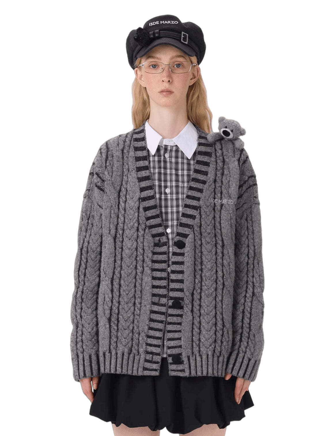 Twist-Knit Unisex V-Neck Cardigan