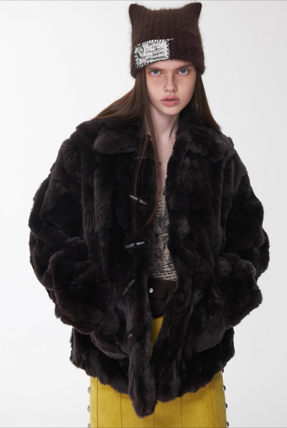 Heavycrafted Rex Rabbit Fur Panel Shirt Jacket