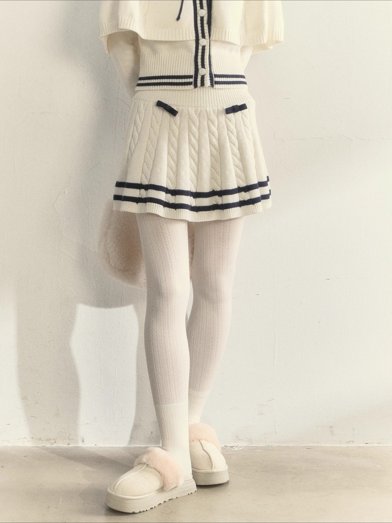 Nautical Cable-Knit Vintage Cape & Skirt Set