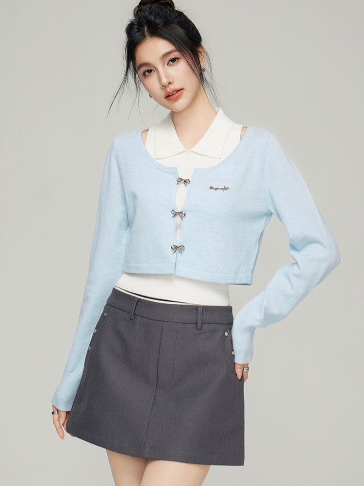Bow-Knot Knit Cardigan - CHINASQUAD