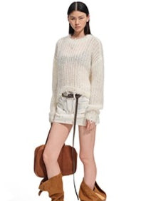 Distressed Mohair Wool Knit Sweater