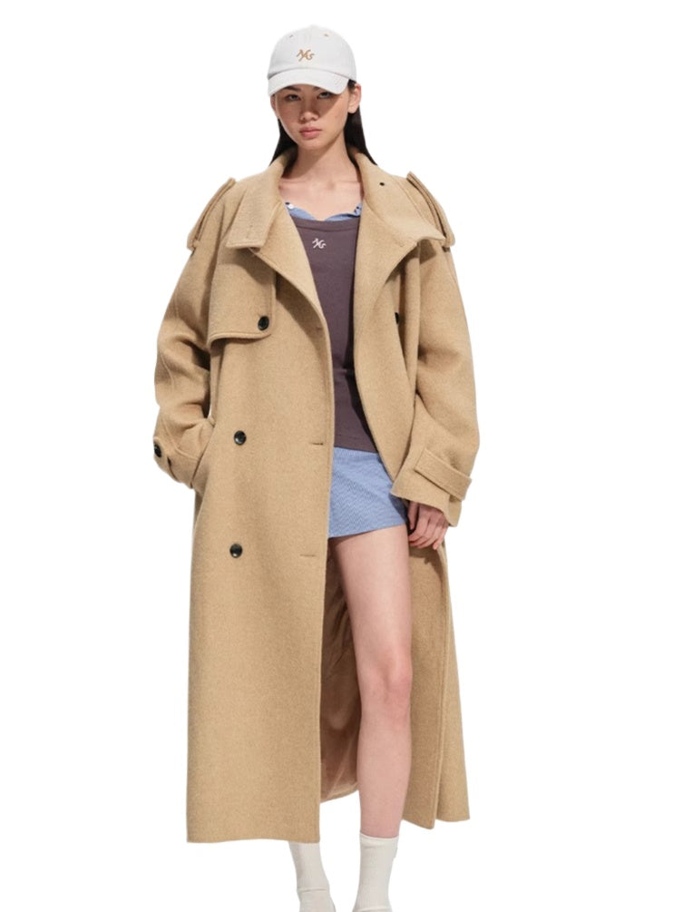Silk Wool Blend Trench Coat