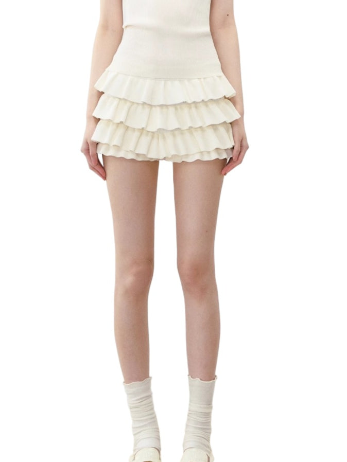 White Versatile Knitted Cake Skirt - CHINASQUAD