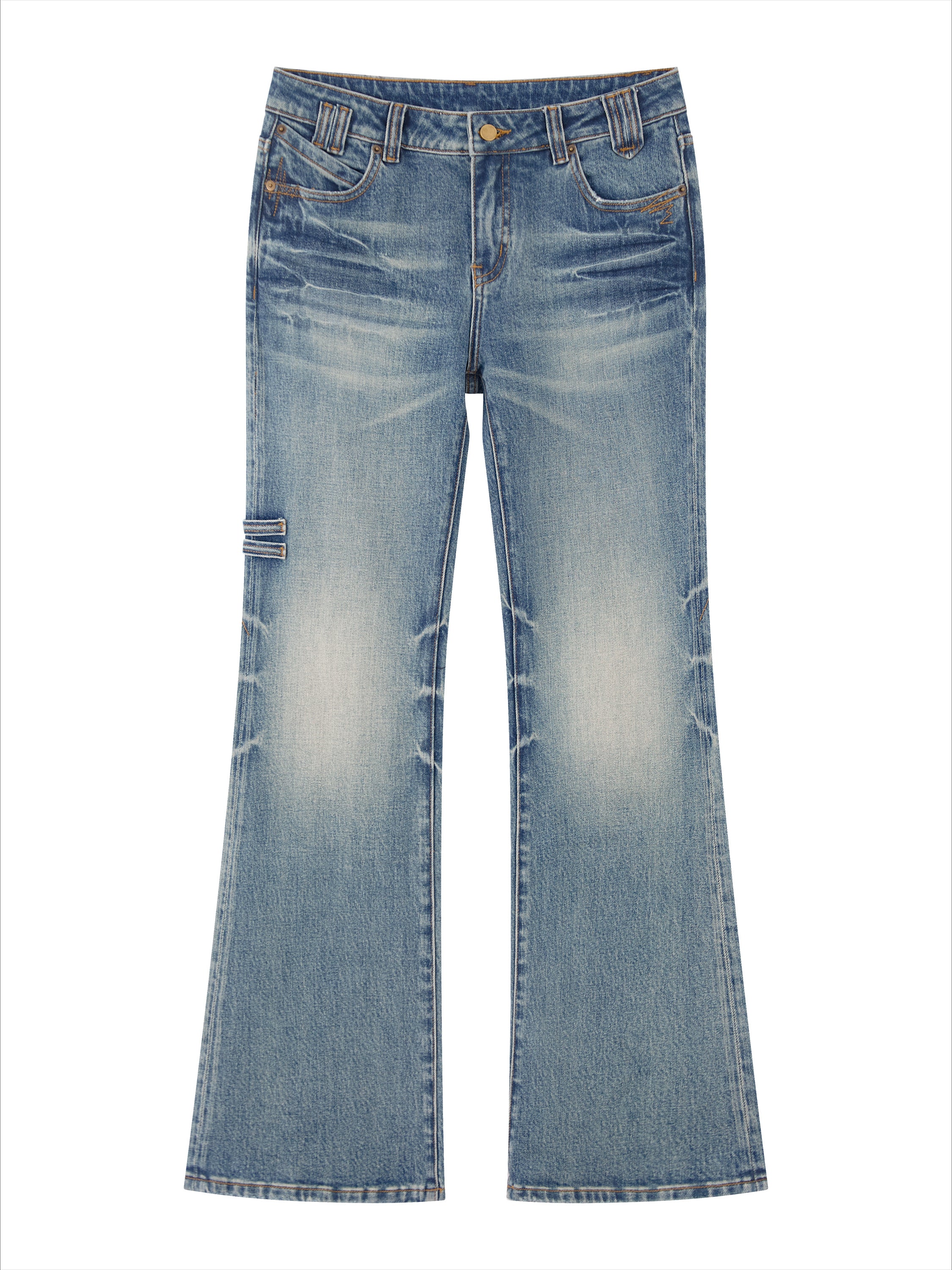 Blue Denim Flared Pants - CHINASQUAD