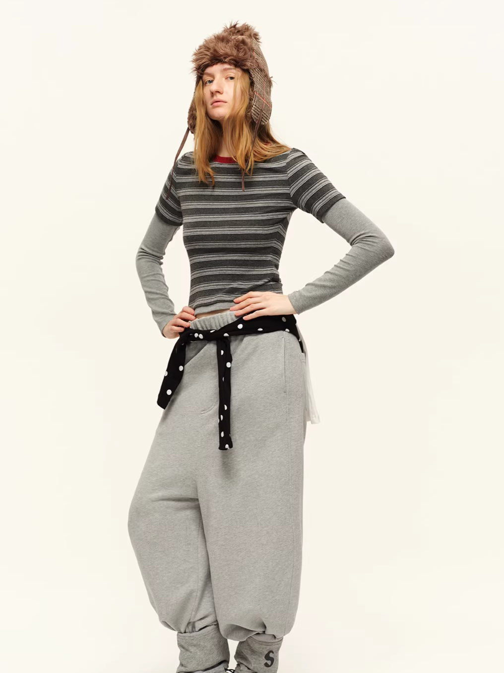 Contrast Layered-Effect Long Sleeve T-Shirt