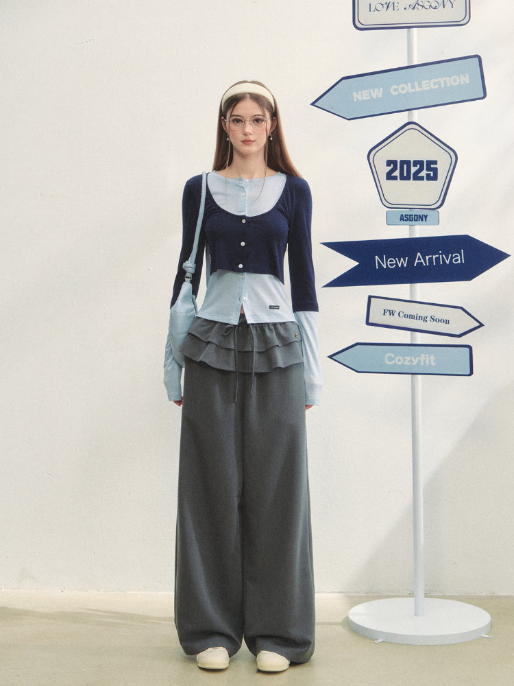 Striped Two-piece Contrast Color Cardigan - CHINASQUAD