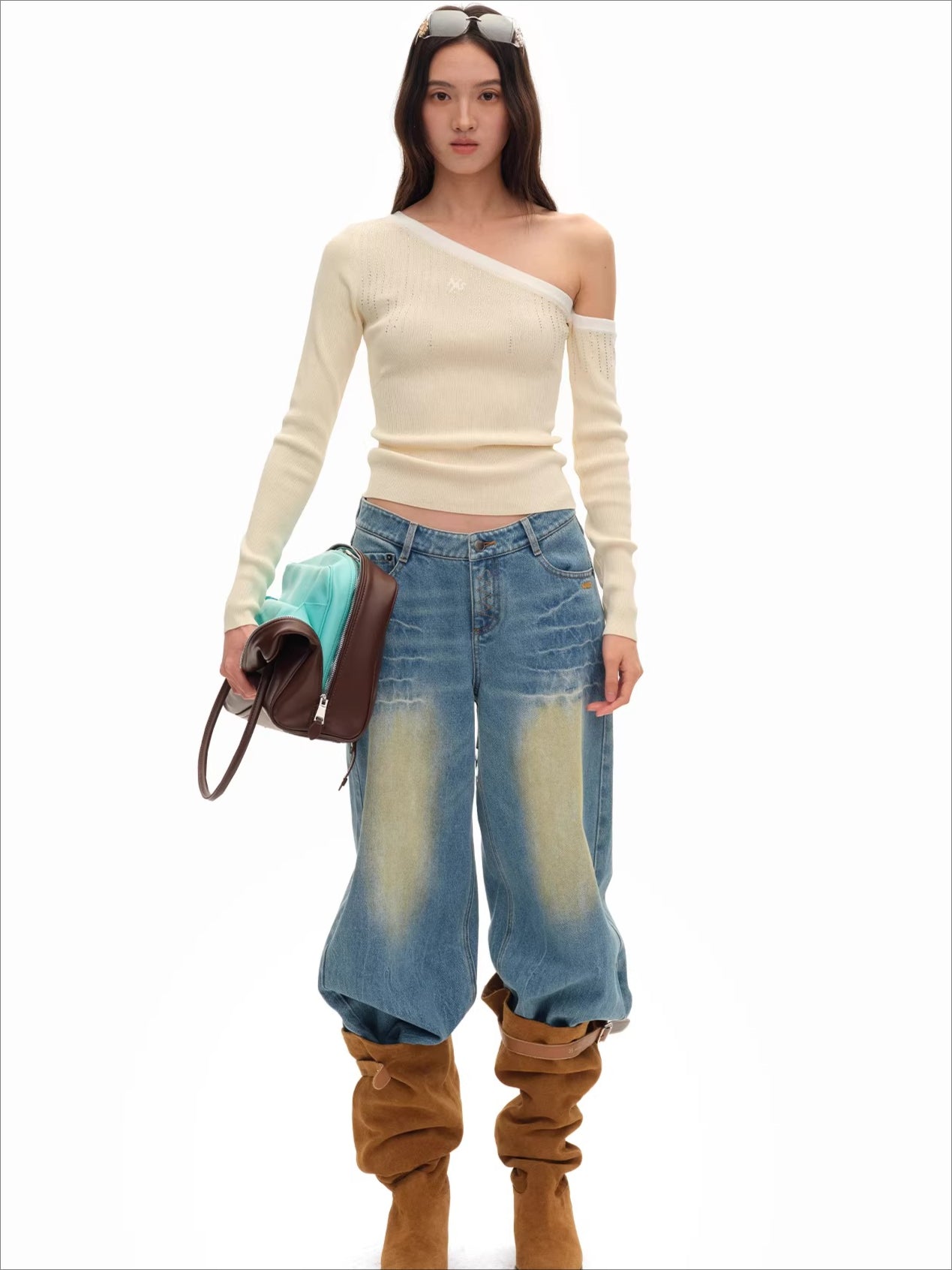 Mule Wide-Leg Denim Pants