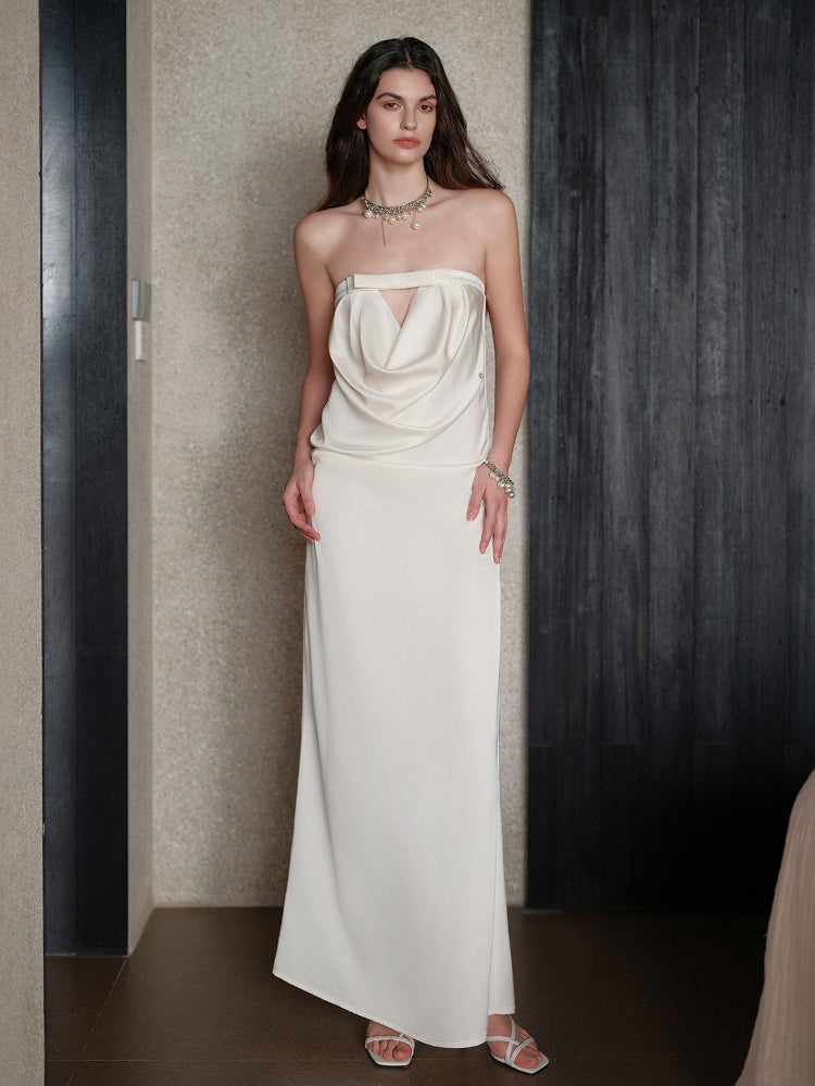 Halter Bowknot Cowl Neck Backless Dress - CHINASQUAD