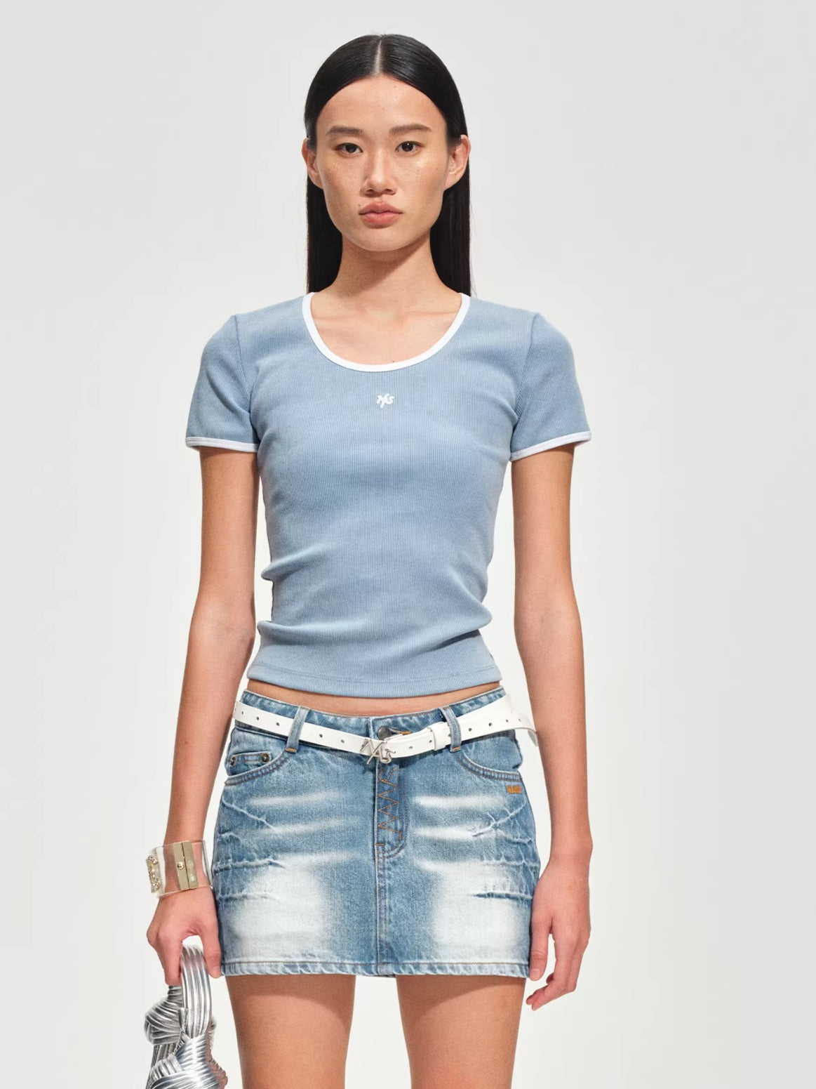 Colorblock Crewneck Fitted T-Shirt