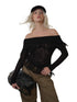 Off-Shoulder Mohair Fringe Top - CHINASQUAD