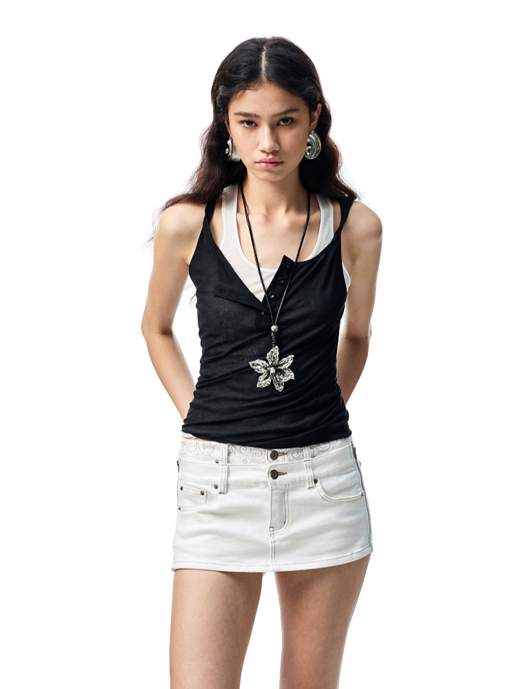 Double-layer Fake Two-piece Color-Blocking Vest - CHINASQUAD