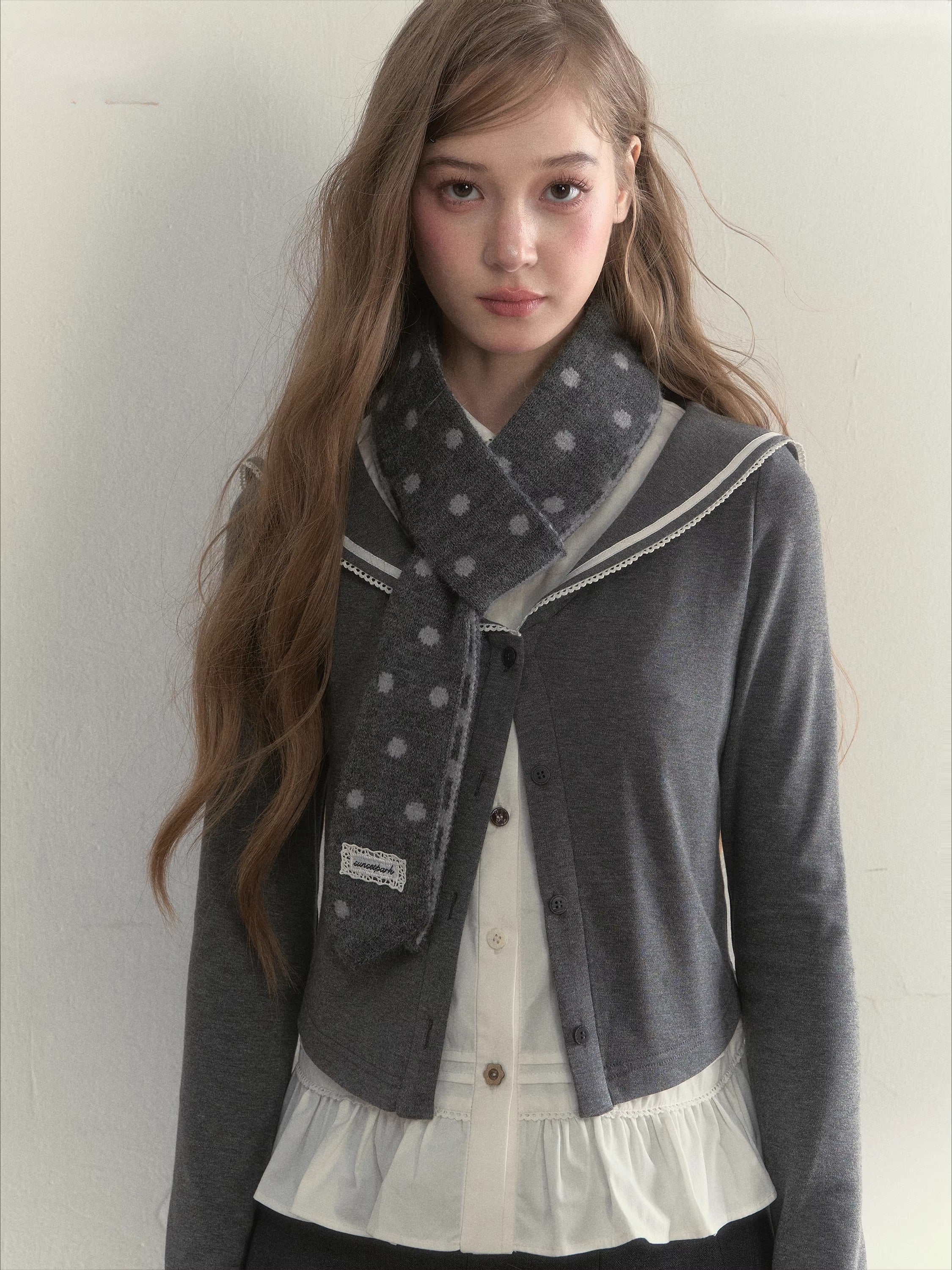 Multi-Color Ribbon Detail Knit Scarf