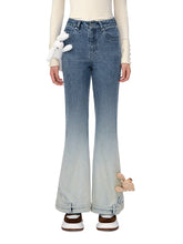 Blue & Black Gradient Flared Jeans - CHINASQUAD