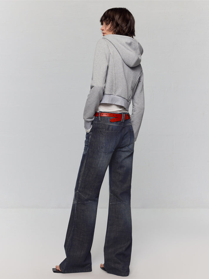 Black-Blue Low-Waist Flared & Bell-Bottom Pants Pants - CHINASQUAD