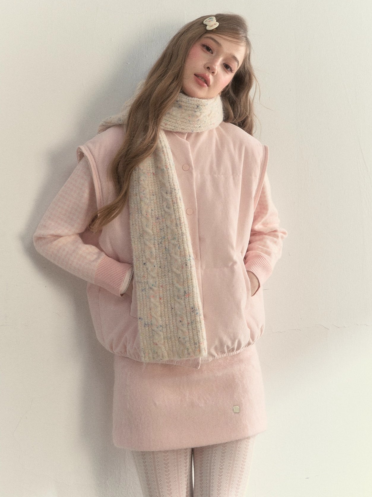 Twist-Knit Speckled Vintage Long Warm Style Wool Scarf