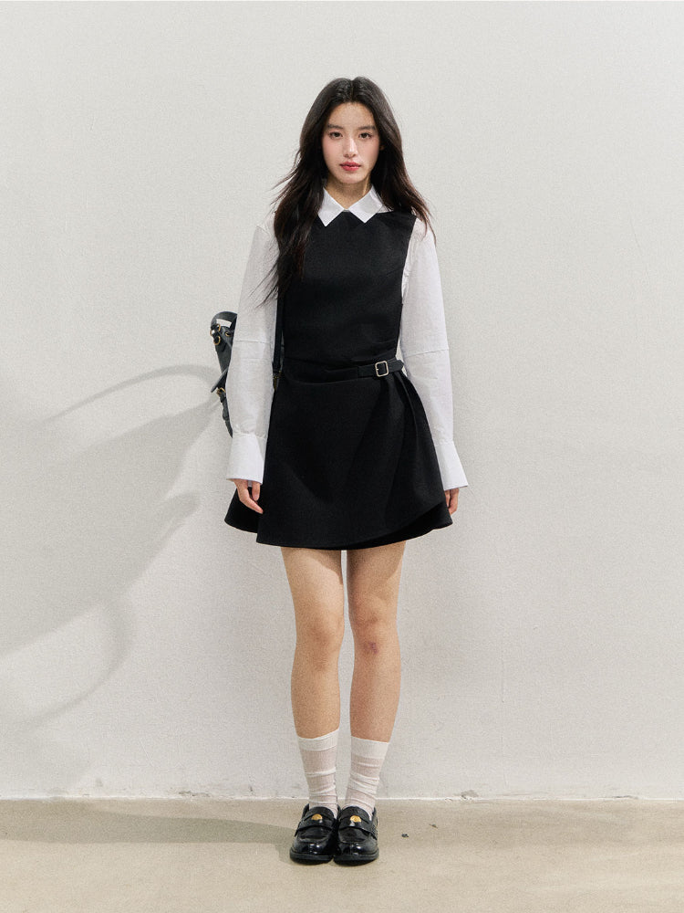 Fake Two-piece Checked Shirt Dress - CHINASQUAD