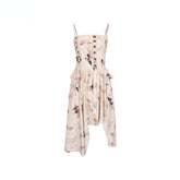 Butterfly Print Irregular Hem Dress - CHINASQUAD